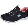 Skechers Donna Summits 12980 Scarpe da ginnastica, Black Mesh / Pink Trim, 38.5 EU