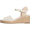 Tommy Hilfiger Donna Espadrillas Wedge Fringe Canvas con Tacco a Zeppa, Avorio (Muslin), 38