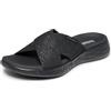 Skechers On-the-go 600, Sandali a Punta Aperta Donna, Nero Black Textile Bbk, 41 EU