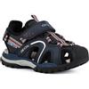 Geox J Borealis Boy B, Sandali Bambini e ragazzi, Blu/Rosso (Navy/Red C0735), 27 EU