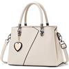 I IHAYNER Borsa a tracolla da donna in pelle con manico superiore e cuciture a contrasto di colore, Bianco puro., 1