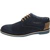 bugatti Uomo Scarpe in pelle scamosciata con nabuk e cuoio, derby comfort dal design casual, Blu Scuro, 42 EU