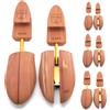 HOUNDSBAY Shoe Tree for Men, Wooden Shoe Stretcher Men, Cedar Shoe Trees for Men Adjustable Shoe Trees for Sneakers or Boots, Cedar And Gold Tubing, Small / 6.5-7.5
