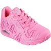 Skechers Sneaker Donna Uno Spread The Love, Maglia Durabuck Rosa Caldo, 36 EU