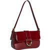 Cawgot Piccola borsa a tracolla da donna, borsa a tracolla, in pelle, pochette hobo, con chiusura a cerniera, da donna, A-red