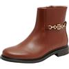 Tommy Hilfiger Donna Stivaletti Chain Low Bootie in Pelle, Marrone (Cognac Brown), 36