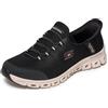 Skechers Glide-Step-Vibey - Sneaker da Donna, Senza Lacci, Mani libere, Bknt=Nero/Naturale, 38 EU