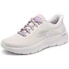 Skechers Donna Go Walk Flex Carla Slip-In ALLENATRICE, Off White Textile/Purple Trim, 42 EU