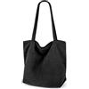 Iioscre Borsa tote in velluto a coste da donna, borsa hobo con cerniera, borsa a tracolla casual di grande capacità con tasche interne, nero, Large, tempo libero, moda, grande capacità, velluto a