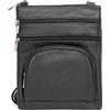 TOVOSO Borsa a tracolla da donna, in vera pelle, multi-tasca, con cinturino regolabile, protezione RFID, portafoglio integrato, Nero, Large
