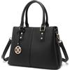 Miss Lulu Borsa a Mano Donna Nero Medie, Borse Tracolla PU Pelle, Tote Spalla Bag Eleganti, Tracolla Regolabile per Viaggi, Università e Lavoro
