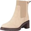 Tommy Hilfiger Donna Stivaletti Chelsea Flag Mid Heel Suede in Pelle Scamosciata, Beige (Beige), 41