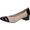 CAPRICE Donna Décolleté con Motivo Traforato Tacco Basso, Multicolore (Beige/Black), 40 EU