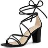 Allegra K Donne Cinghie Allacciare Grosso Tacco Sandali Us Nero 7 Nero 36