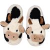 XIXITIAO Pantofole a forma di mucca, per donne e uomini, kawaii, in cotone, con motivo animale, pantofole pelose, nuvole, per camera da letto, invernali, per interni ed esterni, bianco, 10.5-11.5 Wide