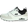 Skechers Sneaker Uomo Uno Retro One, Pelle Bianca Duraleather Nero Mesh, 45.5 EU