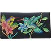 Anna by Anuschka Two-Fold Clutch Wallet, Portafoglio da Donna in Vera Pelle-Pochette piegata a Due Volte, Uccelli in Paradiso-Nero, Einheitsgröße