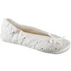 Isotoner Ciabatte donna ballerina con fodera in spugna e ballerine trapuntate, bianco, 35.5/36.5 EU