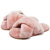 Crazy Lady Women's Fuzzy Fluffy House Slippers Cute Plush Memory Foam Shoes Cross Band Indoor Outdoor Open Toe Sandals(06/Pink, 10-10.5)