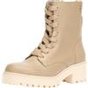 Tommy Hilfiger Donna Stivali Mezza Gamba Chic Mid Heel Leather Lace-Up con Tacco, Beige (Beige), 36