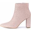 Allegra K Stivaletti da donna con tacco grosso a punta glitterata, rosa, 39 EU