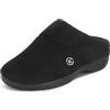 Isotoner Pantofola da donna in morbida memory foam, con comodo supporto per arco plantare e suola interna ed esterna, Nero, 38 EU