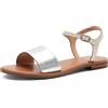 Geox D Sozy S J, Sandalo Scorrevole Donna, Silver/Papyrus, 37 EU