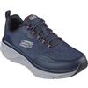 Skechers D'lux Walker 2.0 Steadyway, Scarpe da Ginnastica Uomo, Navy Mesh/Synthetic/Orange Trim, 41.5 EU