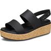 Crocs Brooklyn Cork Low Wedge, Sandali Donna, Nero, 34/35 EU