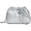 Joryin Trendy Dumpling - Borsa a tracolla da donna, pochette da sera vegana e in vera pelle, Pelle vegana-argento