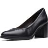 Clarks Freva55 Court Womens Black Leather, 6.5