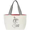 Hello-Bags. Borsa di tela premium da donna. Include cerniera esterna, tasca interna con cerniera e fodera in stoffa rossa. Confezione regalo. Colore: Écru/Nero. Misure: 50x30 cm.