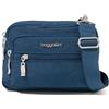 Baggallini Triple Zip - Piccola borsa a tracolla da donna, Pacifico., Wide Strap