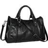 Iswee, Borsa a tracolla da donna in vera pelle, borsa a tracolla, stile vintage, nero