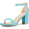 Allegra K Sandali da donna con tacco grosso e cinturino alla caviglia glitter, Blu, 40.5 EU