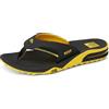 Reef Fanning Pregame Infradito da uomo, impermeabili, con apribottiglie, supporto per arco plantare, suola resistente, Nero/Giallo, 46 EU