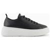 Armani Exchange Scarpe da Ginnastica in Pelle Nera Tinta Unita