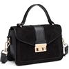 Miss Lulu Borsa Tracolla Donna Medie, Borsa a Mano con Manico Superiore in Similpelle e Camoscio Vintage, Elegante E Squisita