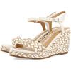 GIOSEPPO Sandali bianchi e colore naturale zeppa alta con treccia per donna Tigard, bianco, 40 EU