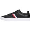 Tommy Hilfiger Uomo Sneakers con Suola Preformata Icon Court Stripes in Pelle, Nero (Black), 45