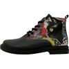 DOGO Femme Cuir Vegan Noir Bottines - Bottes de Mode Décontractées Confortables Faites à la Main, Artsy Cat Collage Motif