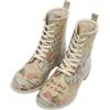 DOGO Women Vegan Leather Beige Long Boots - One Day At A Time Design