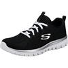 Skechers Graceful Get Connected, Sneaker Donna, Black Mesh White Trim, 35 EU