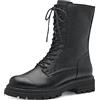 MARCO TOZZI Stivali Stringati Donna senza Tacco in Pelle Sintetica Bassi, Black, 36 EU