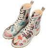 DOGO Femme Cuir Vegan Gris Bottes Longues - Bottes de Mode Décontractées Confortables Faites à la Main, Bitter Sweet Winter Motif