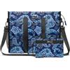 TOPDesign Borsa multiuso resistente all'acqua con 22 tasche esterne e interne, chiusura superiore con cerniera e supporto inferiore spesso, Bandana Blu, Large