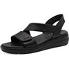 Jana Softline Leather Wedge/Plat Sand 8-28711-46, Sandali Bassi Donna, Nero, 39 EU