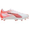 PUMA Ultra 5 PRO FG/AG - Scarpe da Calcio Unisex, PUMA White-PUMA Black-Glowing Red,