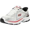 Skechers Uomo Stamina Sport Kordae Slip-In ALLENATRICE, White Leather/Silver Mesh/Red Pu, 45 EU