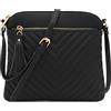 FashionPuzzle Borsa a tracolla trapuntata Chevron Medium con nappe accento Nero Taglia unica